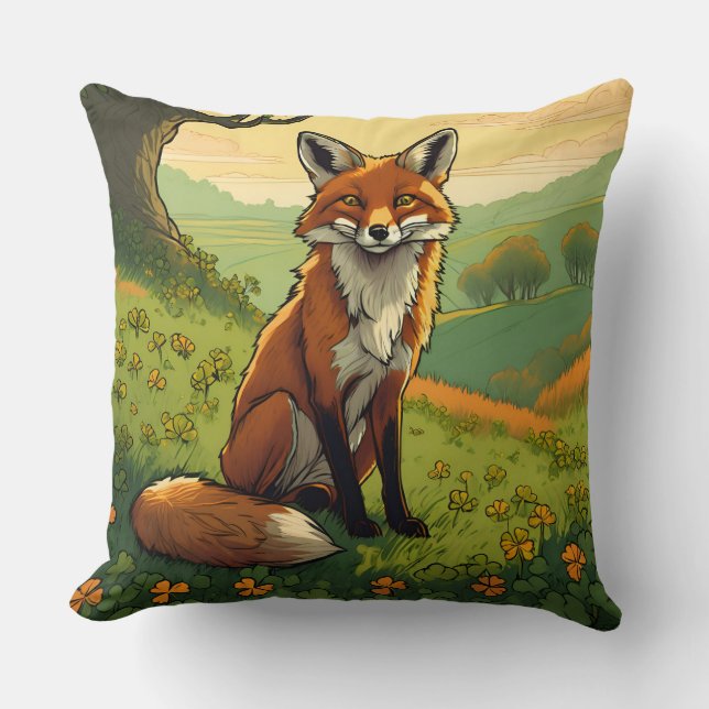 Vos in de Shamrocks Kussen (Voorkant)