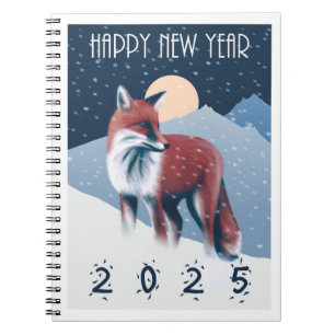 Vos in de sneeuw Gelukkig Nieuwjaar 2025 Notitieboek