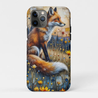 Vos in een bloemrijke weide iPhone 11 pro hoesje