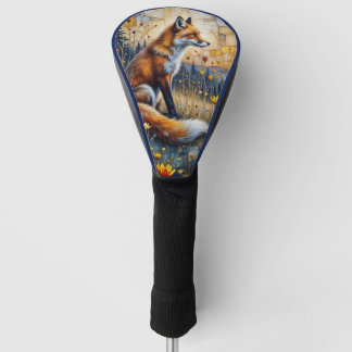 Vos in een bloemrijke weide golfheadcover