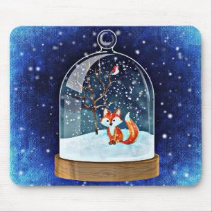 Vos in het Wereldbol Mousepad van de Sneeuw Muismat