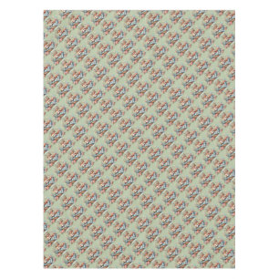 Vos in mand met quilt en bloemen tafelkleed