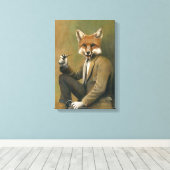  vos in pak verpakt canvas afdruk (Insitu (Houten vloer))