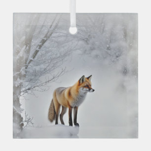 Vos in Sneeuw Wildlife Mooie Kerst Glas Ornament