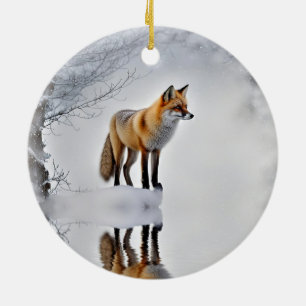 Vos in Sneeuw Wildlife Mooie Kerst Keramisch Ornament