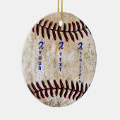 VOS INITIALES AVEC NOM UNIQUE Baseball Ornement (Droite)