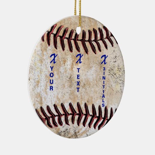VOS INITIALES AVEC NOM UNIQUE Baseball Ornement (Droite)