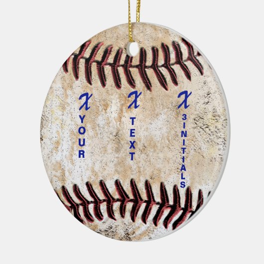 VOS INITIALES AVEC NOM UNIQUE Baseball Ornement (Gauche)