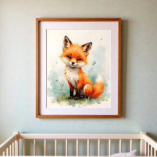 Vos-kinderkamer-muurkunst – Bos-babykamer Poster