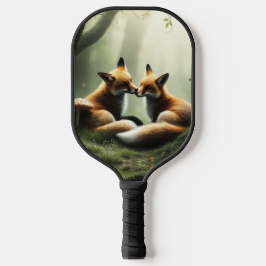 Vos knuffelen in Misty Forest Pickleball Paddle (Voorkant)