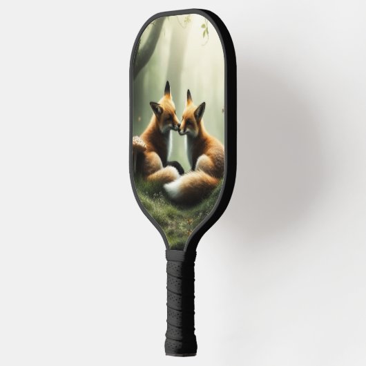 Vos knuffelen in Misty Forest Pickleball Paddle (Links)