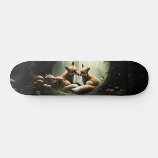 Vos knuffelen in Misty Forest Skateboard (Horizontaal)
