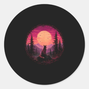 Vos maan bos berg wildernis natuur ronde sticker