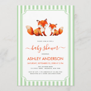 Vos Mama en Baby Shower Bleekgroene Strepen Schatt Kaart