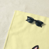 Vos met bloemen, kindernaam op Bord geel Strandlaken (In situ)