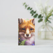 Vos met bloemen visitekaartje (Staand voorkant)