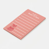 Vos met boek gepersonaliseerde leeslijst post-it® notes (Schuin)