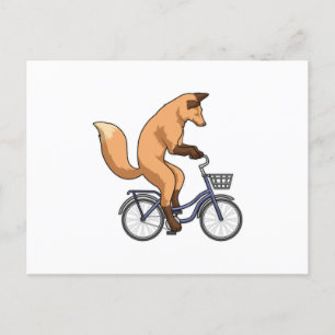 Vos met fiets briefkaart