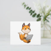 Vos met laptop briefkaart (Staand voorkant)