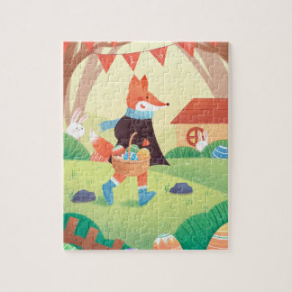 Vos met mandje versierde paaseieren legpuzzel