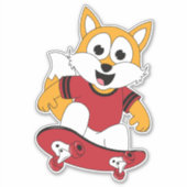 vos met skateboard sticker (Voorkant)