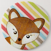 Vos met strepen Pin Ronde Button 6,0 Cm (Voorkant)