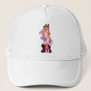 Vos met trouwjurk & bos bloemen trucker pet