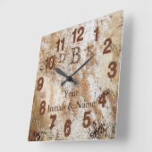 Vos NOM et INITIALES Horloges murales Rustique Man (Angle)