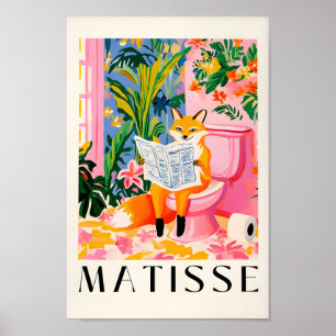Vos op een wc-print, grappige badkamer muur kunst, poster
