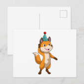 Vos op feest met feesthoed briefkaart (Voorkant / Achterkant)