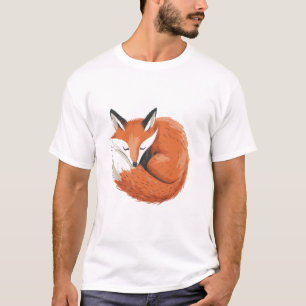 Vos opgerold slapend - Minimalistische Kunst T-shirt