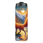 Vos oversteekt een herfstrivier thermosbeker (Voorkant)