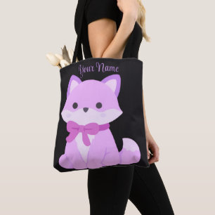 Vos Paarse Strik Cute Kawaii Aangepast Zwart Draagtas