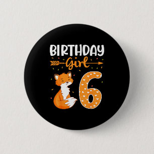 Vos pijldans gelukkige verjaardag 6 jaar oud meisj ronde button 5,7 cm