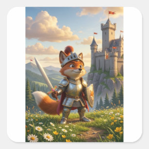 Vos Ridder Kids Cartoon Vierkante Sticker