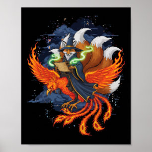Vos Ridend op Phoenix Anime Ukiyo-e Mythologie Jap Poster
