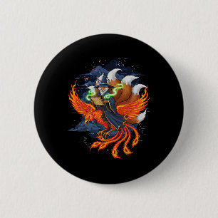 Vos rijdt Phoenix Anime Ukiyo-e Mythologie Japans Ronde Button 5,7 Cm