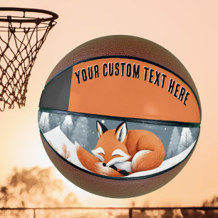 Vos slaapt in de sneeuw Winter Wilde Dieren Natuur Basketbal
