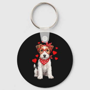 Vos Terrier Valentijnsdag Ruwharige Hond Liefhebbe Sleutelhanger