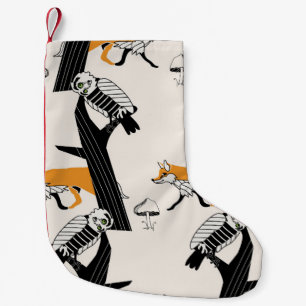 Vos, uil, boom, naadloos. kleine kerstsok