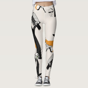 Vos, uil, boom, naadloos. leggings
