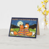 Vos Valentijnsliefde Romantische Maan Kunst Vossig Kaart (Gele Bloem)