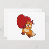 Vos verliefd met hart briefkaart (Voorkant / Achterkant)