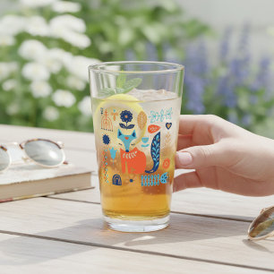 Vos Volkskunst Bloemrijke Natuur Cadeau Glas