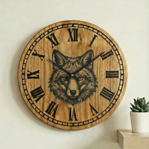 Vos wandklok - Wilde houtstijl Grote Klok