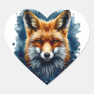 Vos Watercolor Maan Bos Dier Esthetisch Hart Sticker