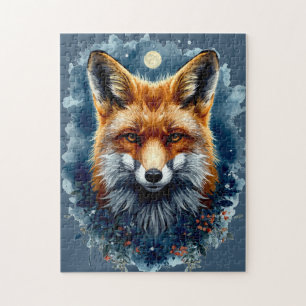 Vos Watercolor Maan Bos Dier Esthetisch Legpuzzel