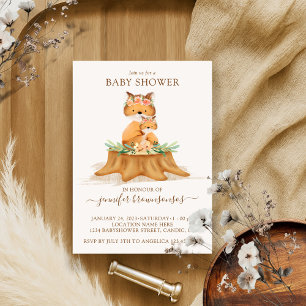 Vos Watercolor Moeders Baby Shower Kaart