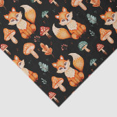 Vos, wilde bospaddenstoelen, herfstbladeren tissuepapier (Detail)