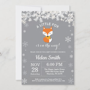 Vos Winter Baby Shower Sneeuwvlok Uitnodiging